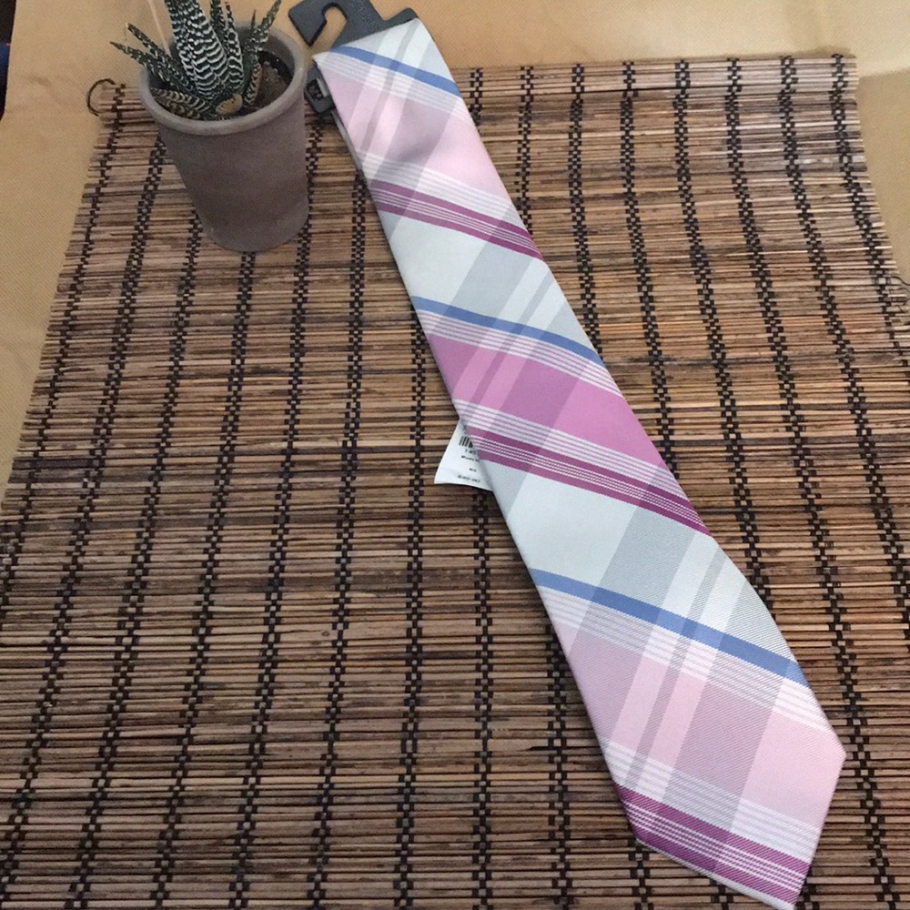 Express Pink and Blue Plaid Tie
